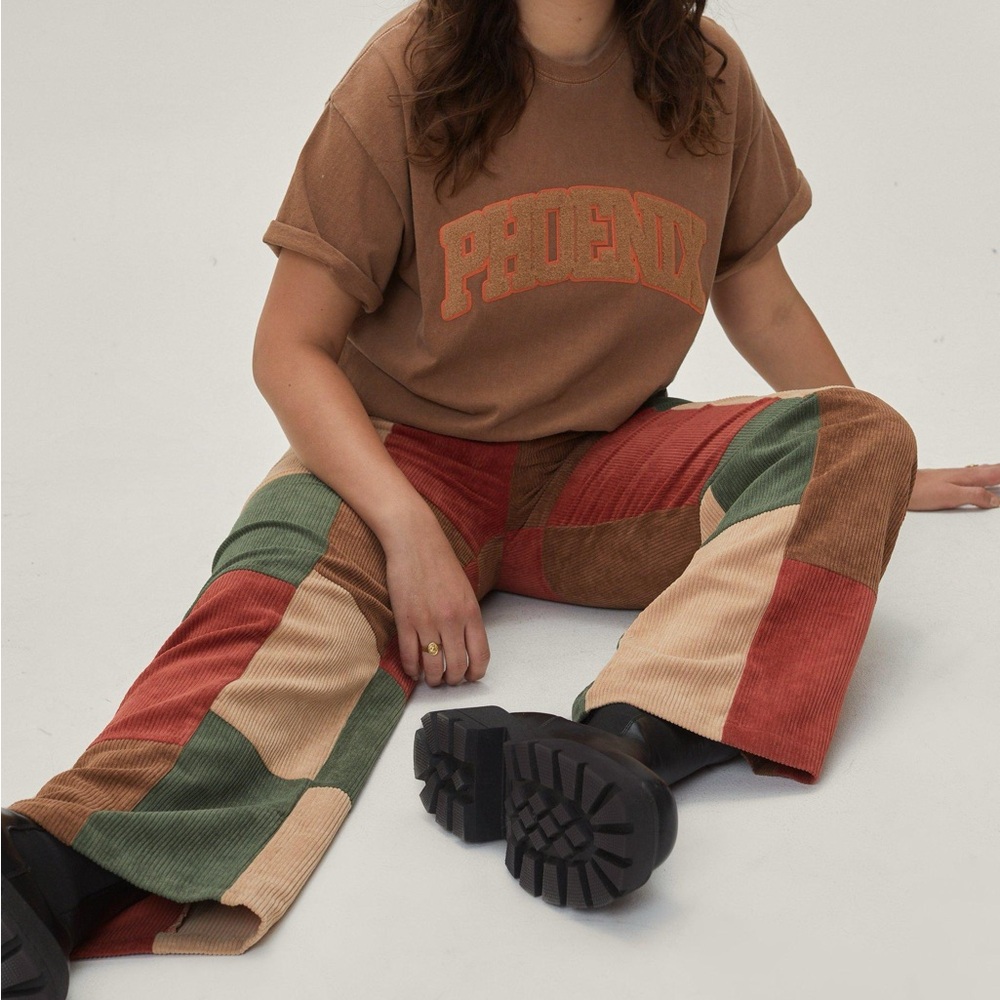 Nasty Gal Multi-colored Patchwork Corduroy Pants Size US 4/UK 8